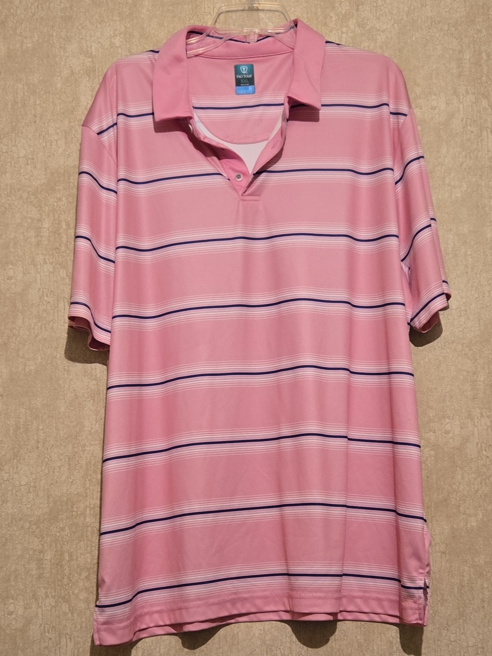 Pro Tour Coolplay Men’s Pink Striped Polo Shirt
